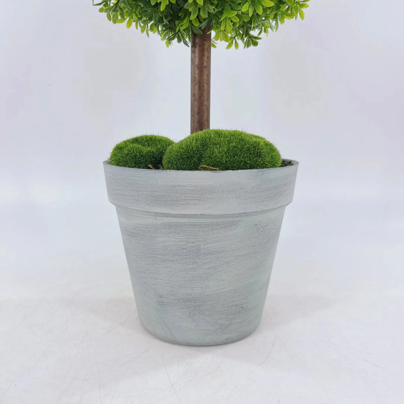 buisson artificiel en pot double boule décoratif pour intérieur et extérieur