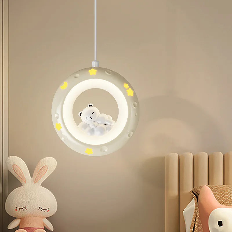 suspension étoile dessin animé pour enfant en résine avec ours et lapin