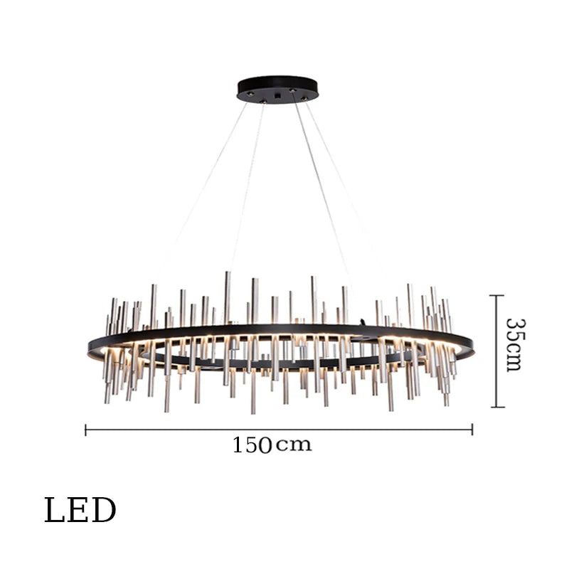 lustre minimaliste en acier inoxydable noir design postmoderne