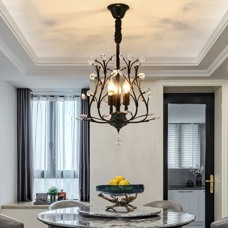 2024 Modern Crystal Chandelier Creative Design Black/Gold Corridor Ceiling Lamp Applicable To Porch Restaurant Lamps