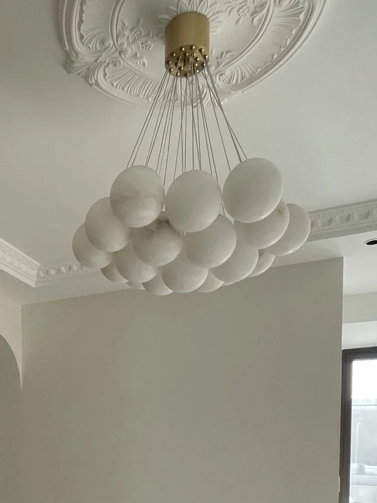 lustre en cuivre de luxe avec marbre naturel espagnol pour décoration moderne