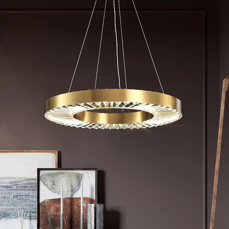 lustre cristal design moderne en acier inoxydable doré suspendu