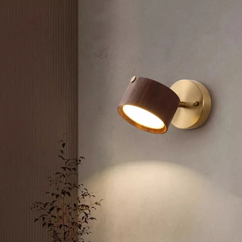 Walnut wood and Brass base, Modern Wabi-sabi, Indoor Sconces Wall Lighting for Corridor, Hallway, Foyer, living room, Bedroom