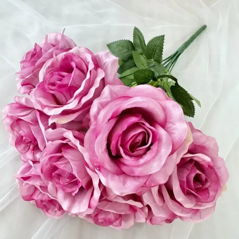 bouquet de roses artificielles en soie pour décoration intérieure