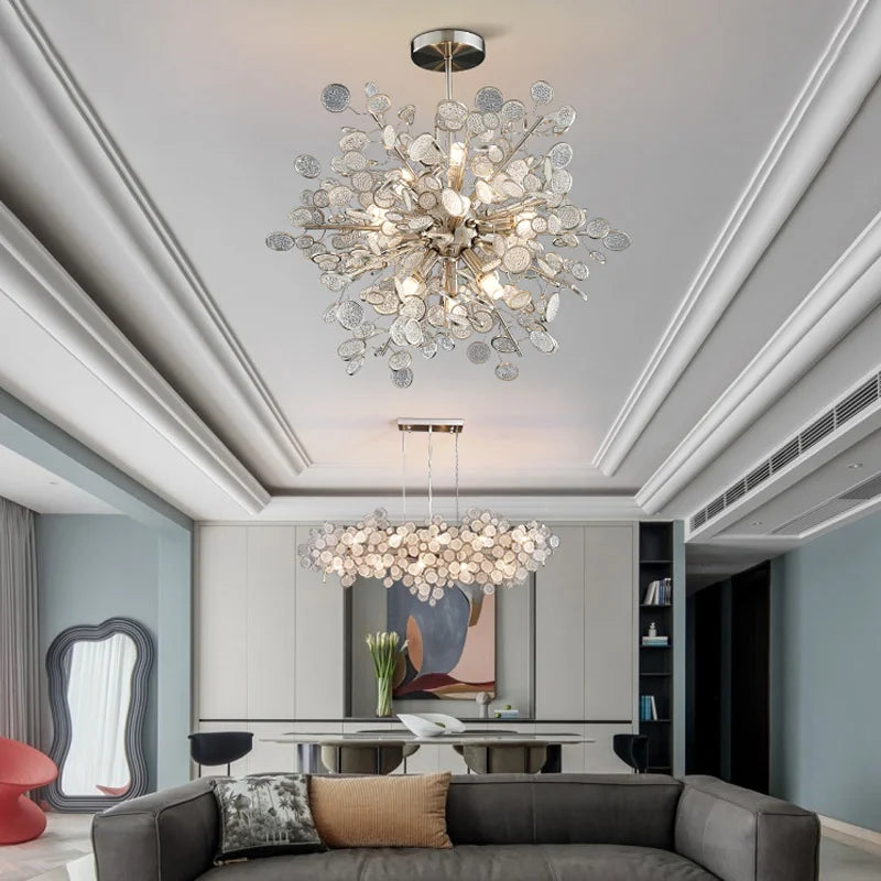 2023 Light Luxury LED Ceiling Chandelier Trend Villa Living Dining Room Pendant Lamp Modern Lustre Bedroom Hanging Light Fixture