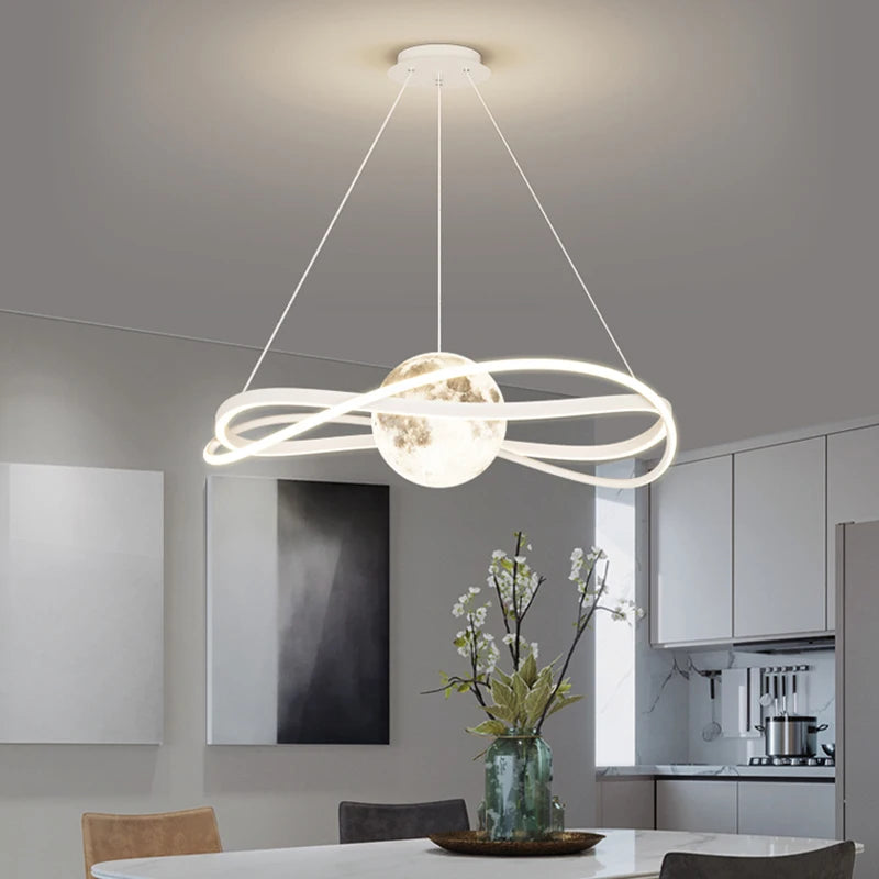 lustre led nordique minimaliste pour grand hall d'art