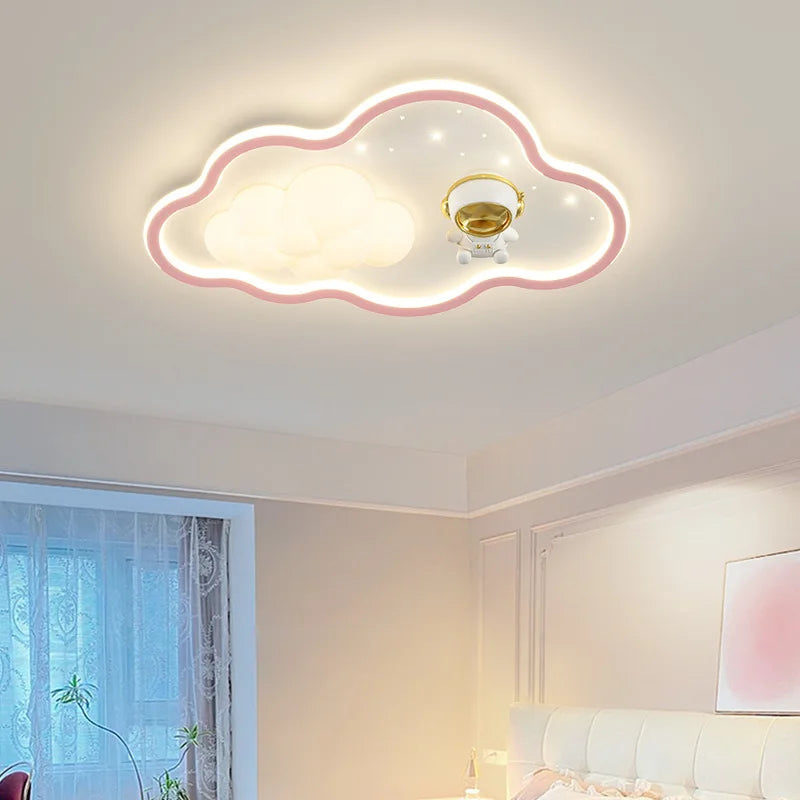 Children Light Modern Cloud Bedroom Ceiling Lamps White PE Sconces Warm Astronaut Chandelier Light for Child Baby Room Decor