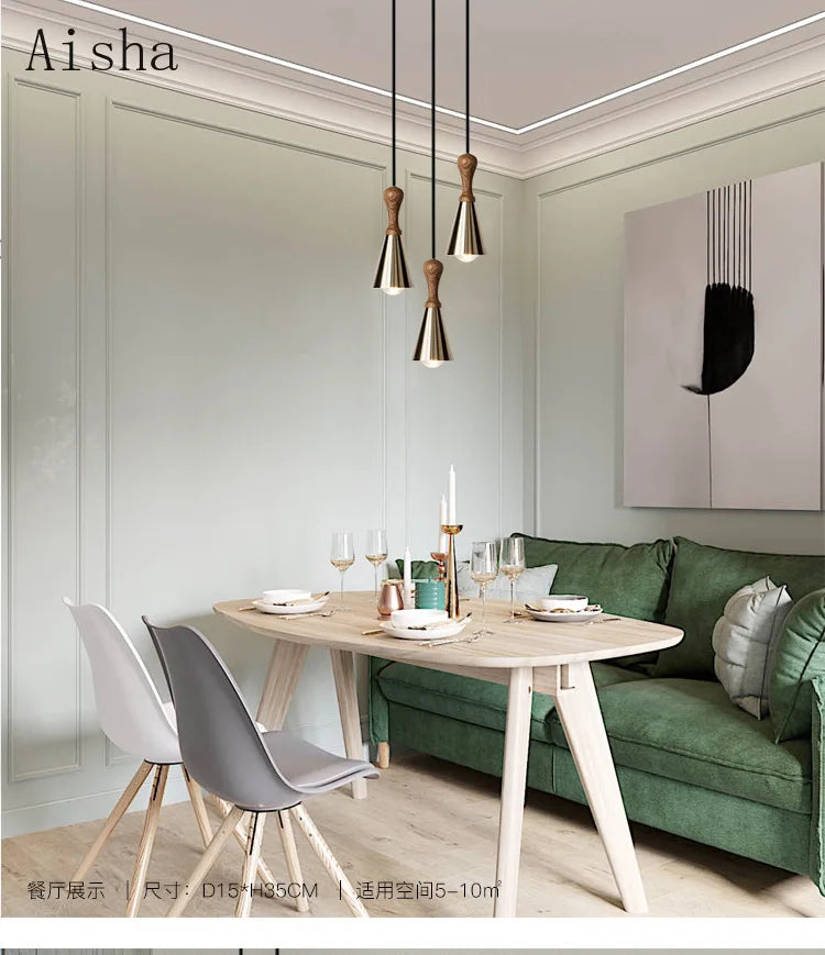 lustre en bois massif pour éclairage intérieur décoratif