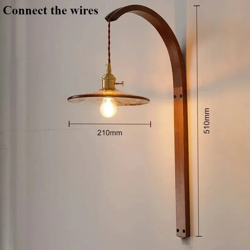 lampe moderne en bois de noyer avec lumière led décorative