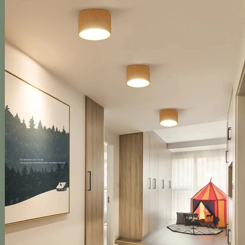 plafonnier led en bois design nordique suspendu pour intérieur moderne