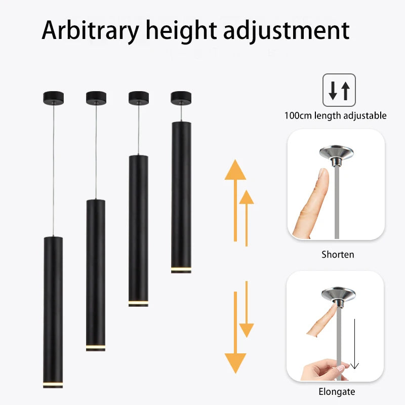 suspension led lampe long tube lustre aluminium suspendu foco