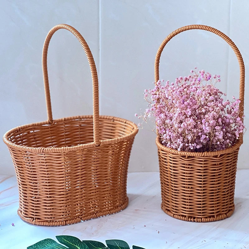 panier de rangement tissé à la main pour jardin et pique-nique