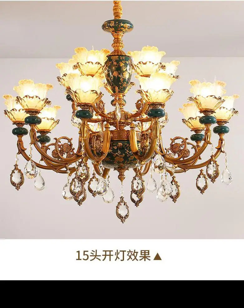 lustre en céramique avec éclairage cristal pour décoration intérieure