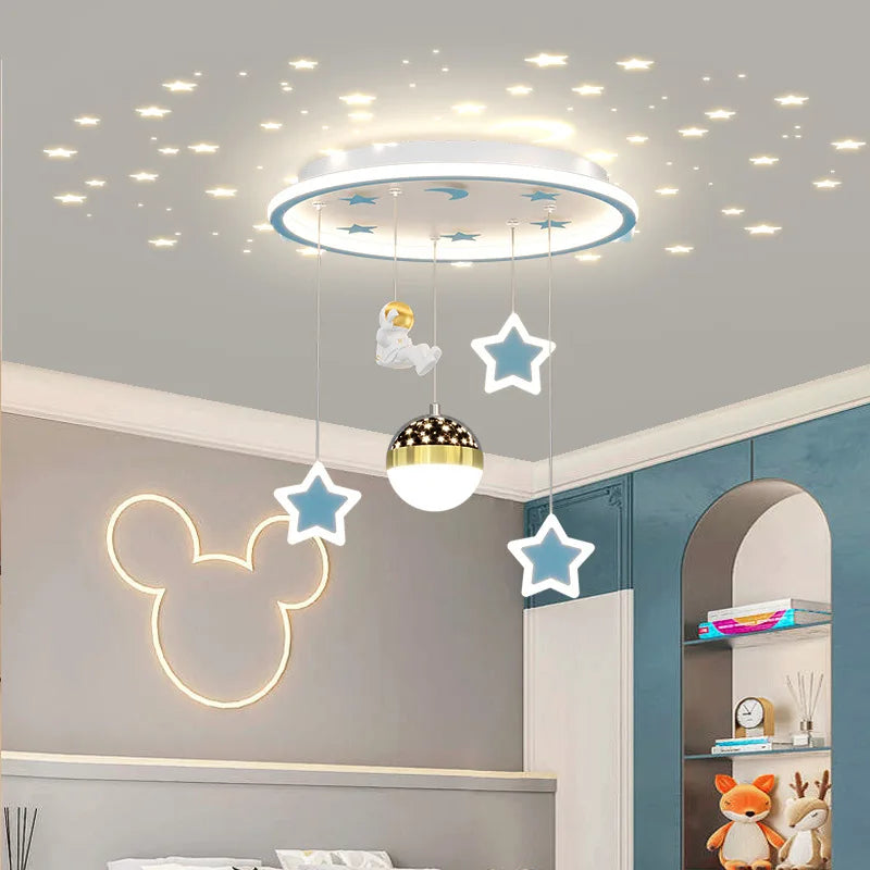 lustre étoile créatif lumineux pour chambre d'enfants