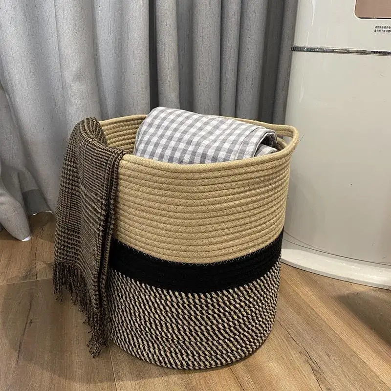 panier de rangement en corde de coton pour la maison et les jouets