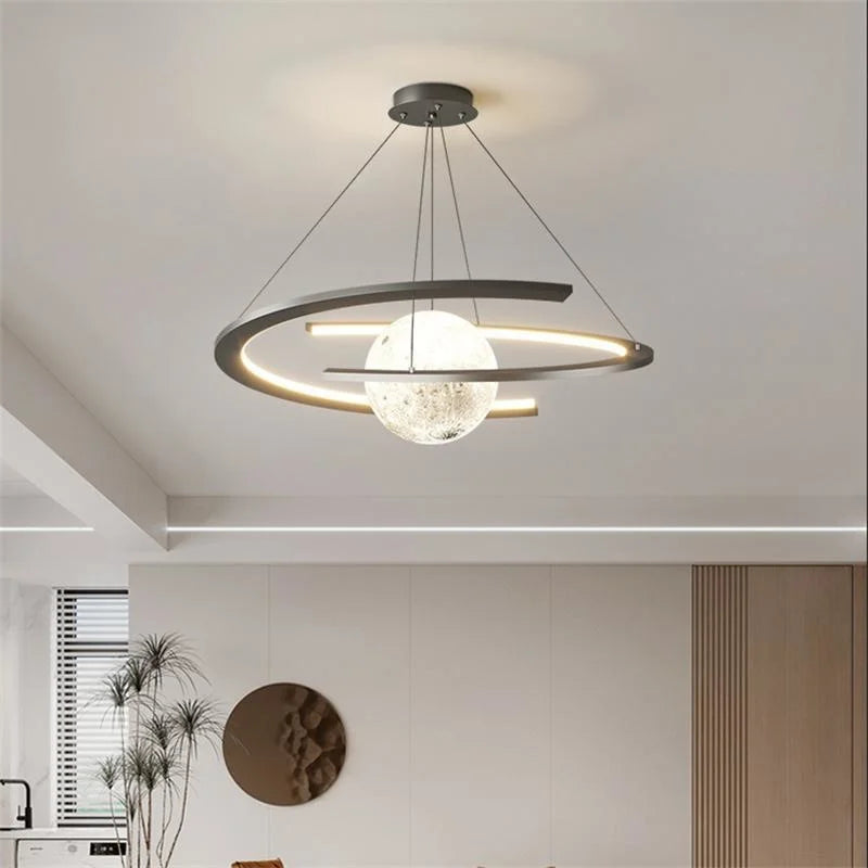 double demi-cercle led suspension style salon nordique minimaliste