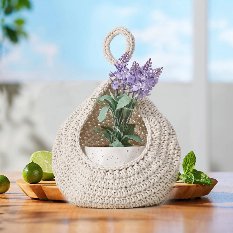 panier de rangement en coton tissé forme goutte pour fruits et légumes