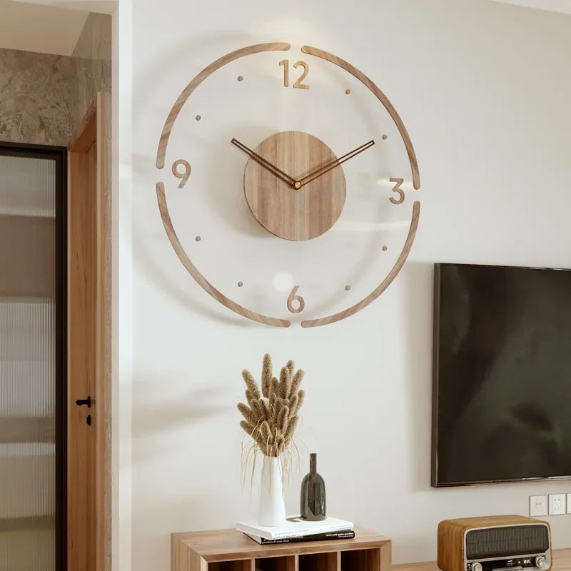 horloge murale créative en bois style nordique silencieuse et moderne