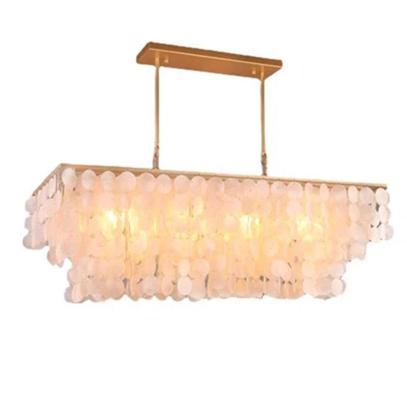 2024 Modern simple living room Scandinavian shell dining room romantic light luxury checkroom B&B rectangular suction chandelier