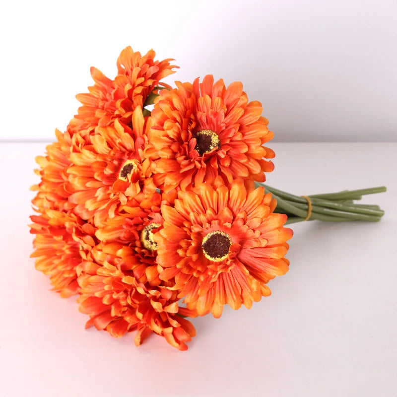 lot de têtes de fleurs artificielles gerbera pour décoration intérieure et extérieure