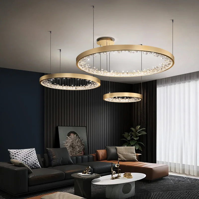 lustre en cristal design luxe avec éclairage led