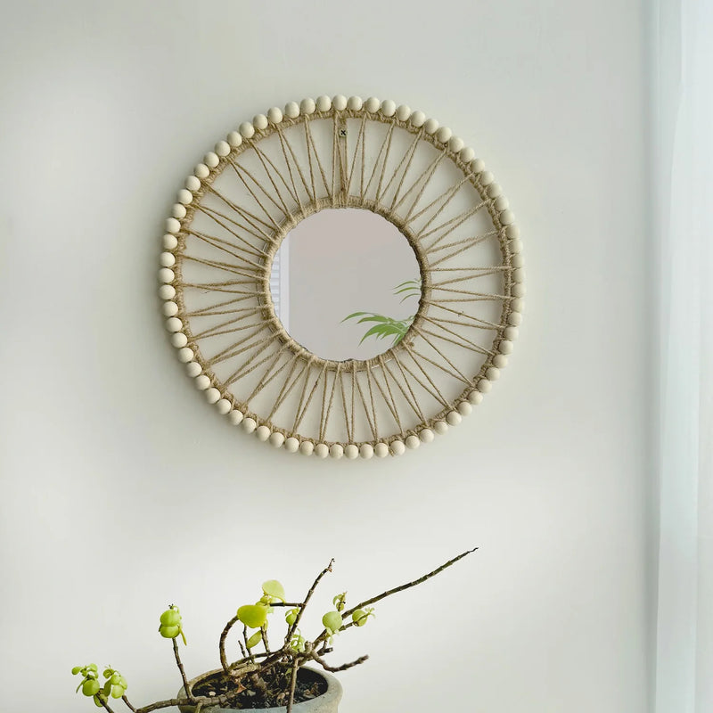 miroir décoratif nordique tissé à la main pour un intérieur créatif