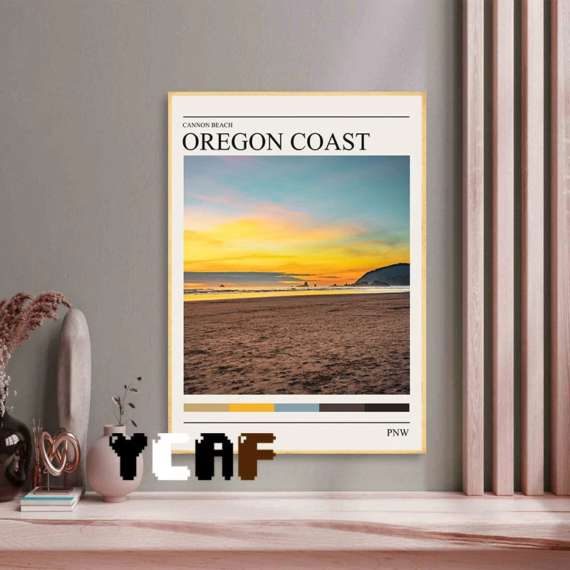 affiche forêt côte oregon impression toile décoration murale paysage naturel