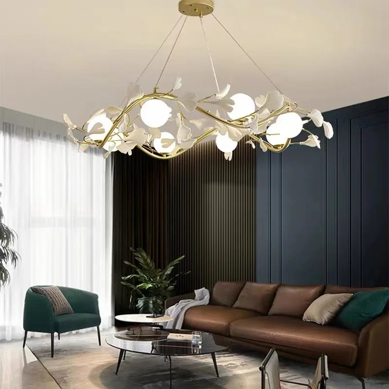 suspension lumineuse en verre design nordique ginkgo moderne