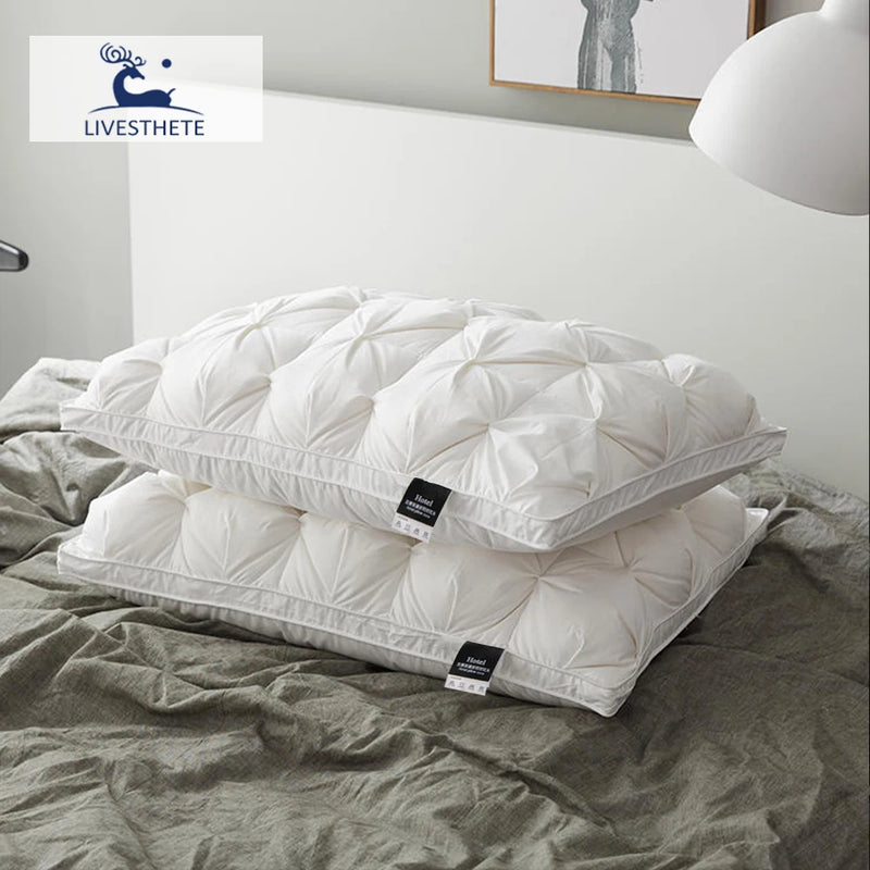 oreiller en duvet d'oie rectangulaire style 3D pour un sommeil confortable