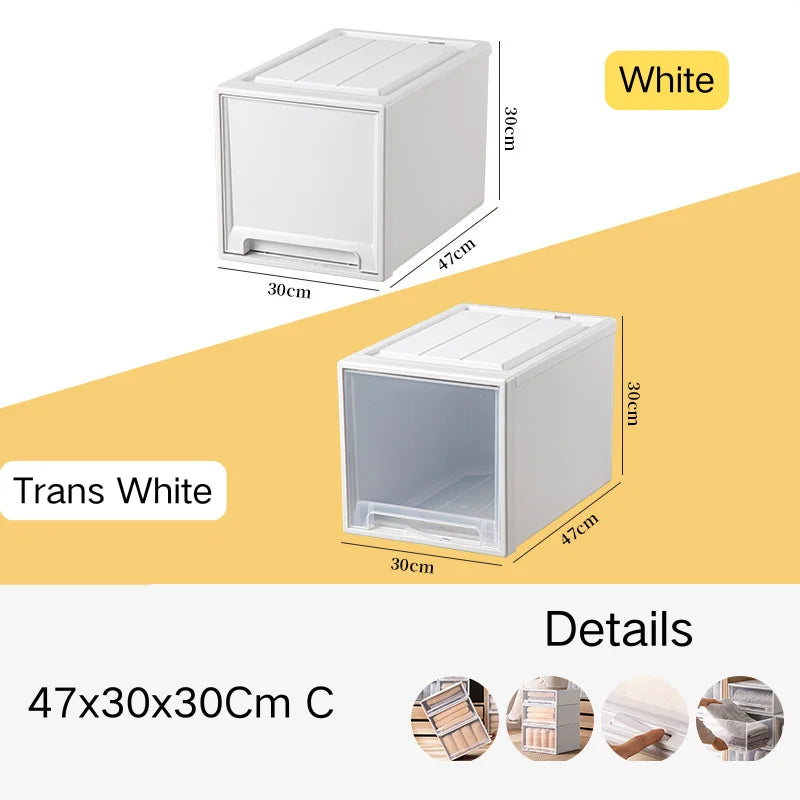 tiroirs empilables en plastique transparent pour rangement pratique