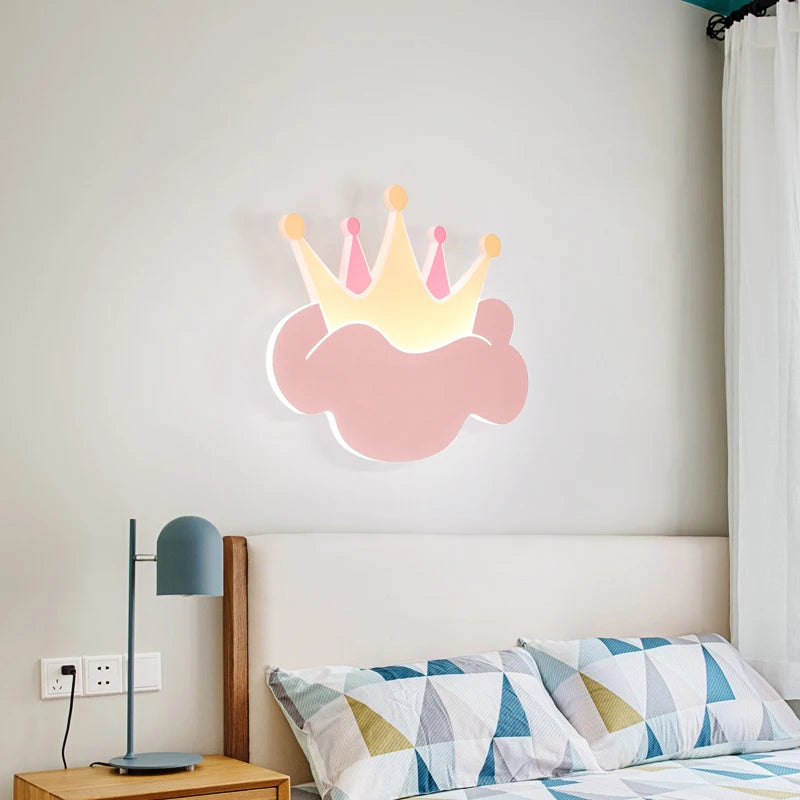applique murale couronne avec télécommande pour chambre d'enfant