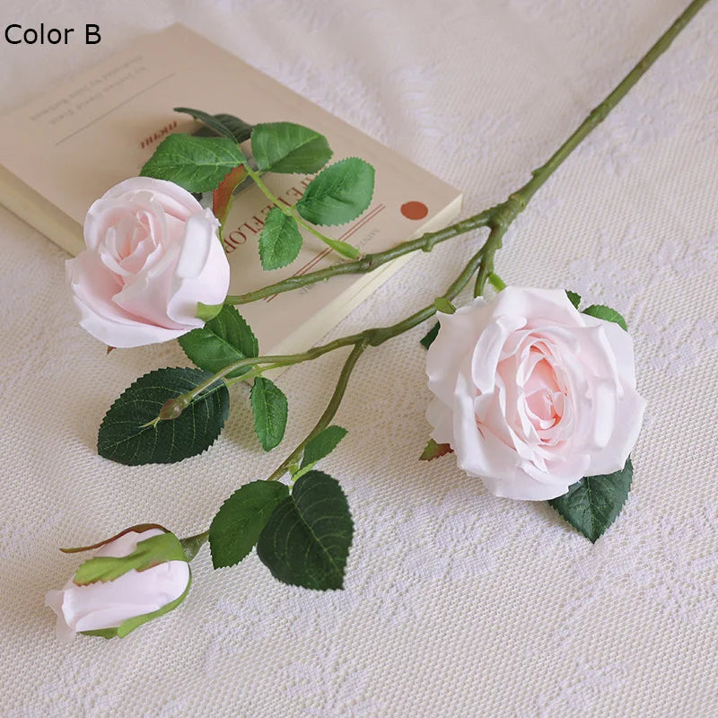 3 têtes de roses artificielles pour décoration de mariage et chambre