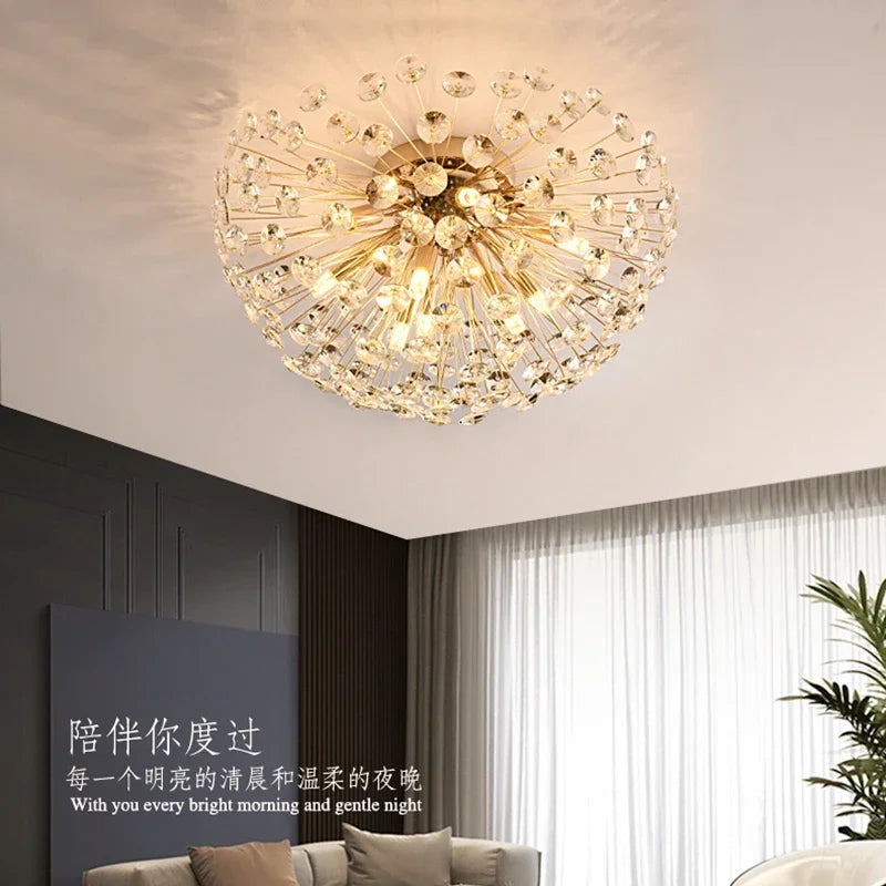 Dandelion Crystal Ceiling Light 2024 New Style Living Room, Bedroom, Study Decoration Light Creative Sun Flower LED Light