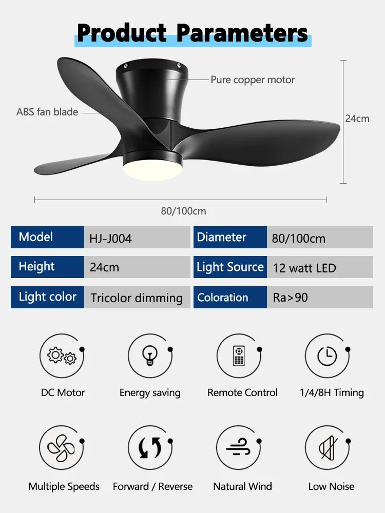 ventilateur de plafond moderne à leds avec télécommande et synchronisation