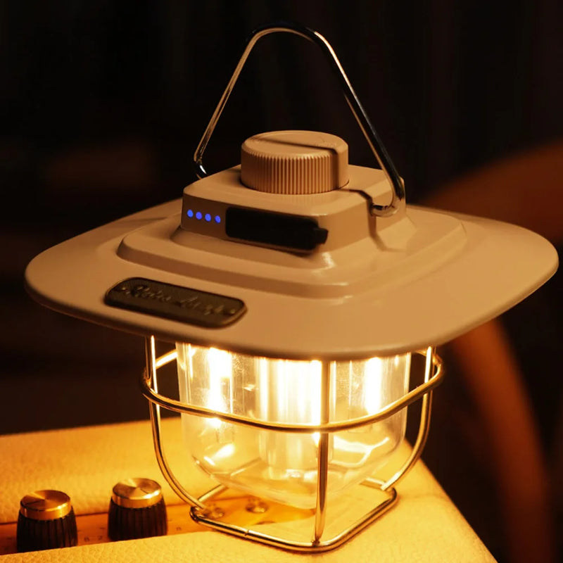 lampe de camping led rétro suspendue étanche avec batterie rechargeable