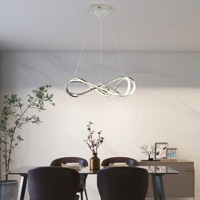 lustre led moderne avec télécommande design élégant et courbé