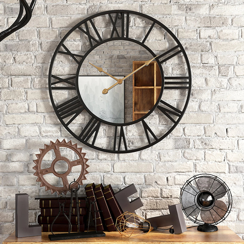 horloge murale décorative avec affichage 12 heures et chiffres romains