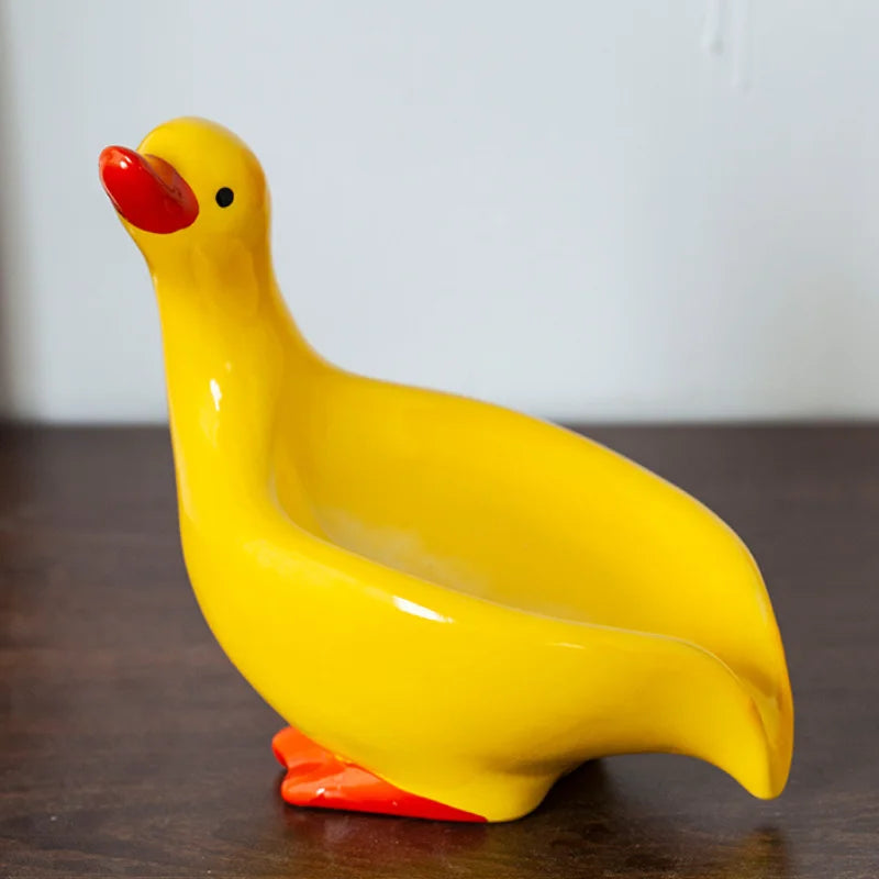 porte-savon en céramique canard design auto-drainant pour salle de bain