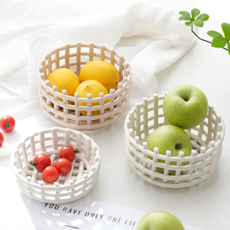 panier de rangement tissé en céramique pour décor et usages variés