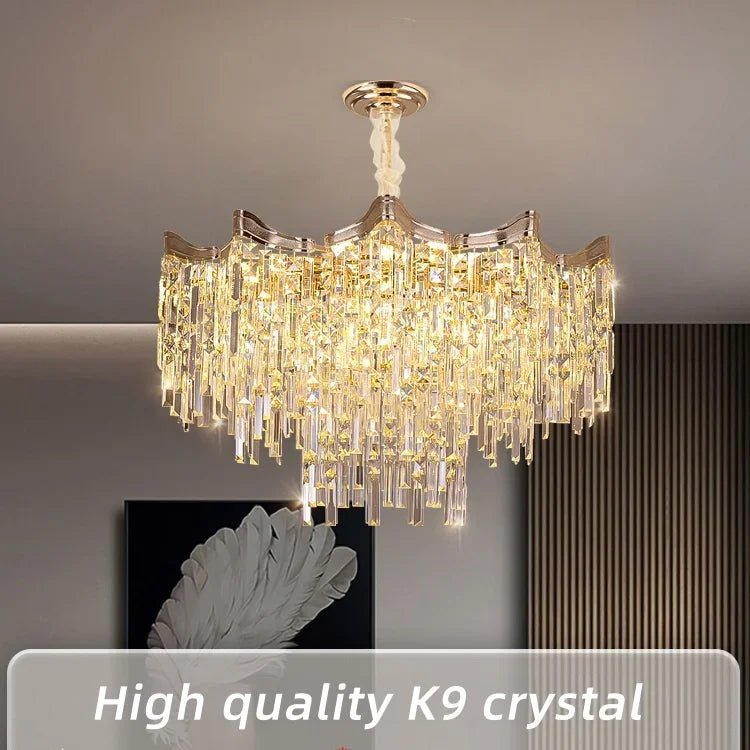 lustre en cristal moderne à 7 niveaux pour décoration intérieure