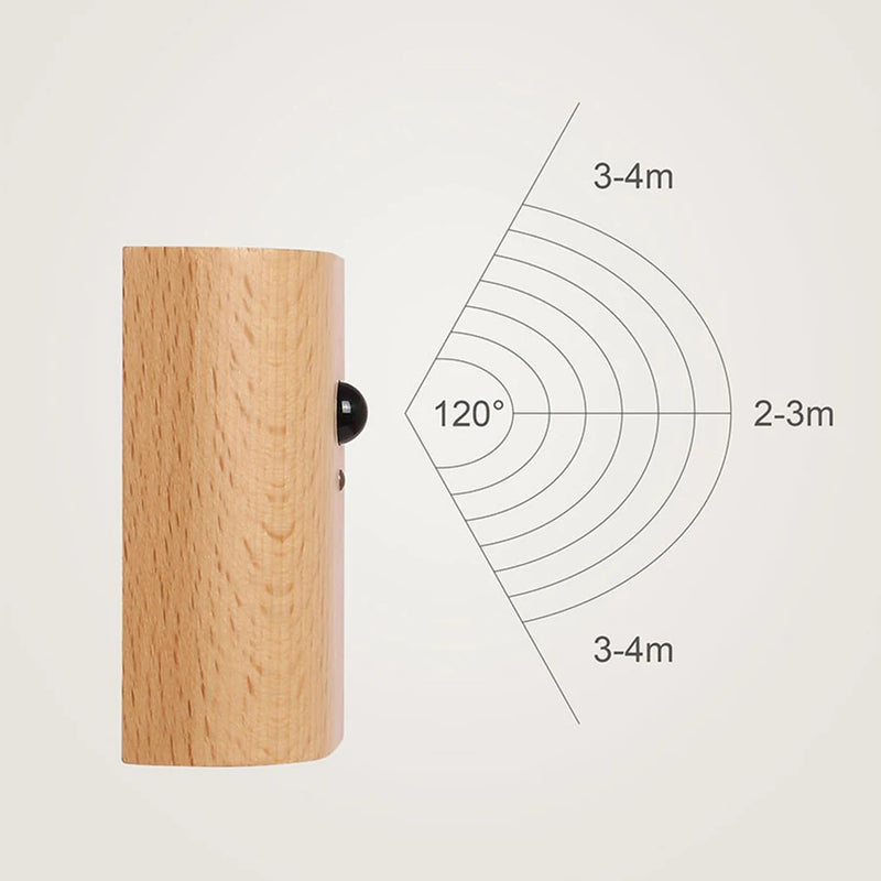 LED capteur de mouvement en bois Induction veilleuses sans fil USB Rechargeable applique murale chambre cuisine couloir escaliers éclairage