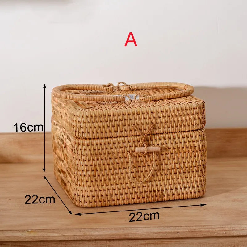 panier de rangement en rotin pour aliments et thé