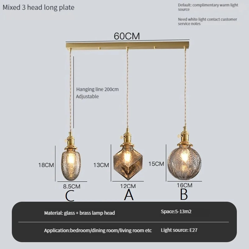 suspension vintage avec interrupteur et abat-jour en verre cristal