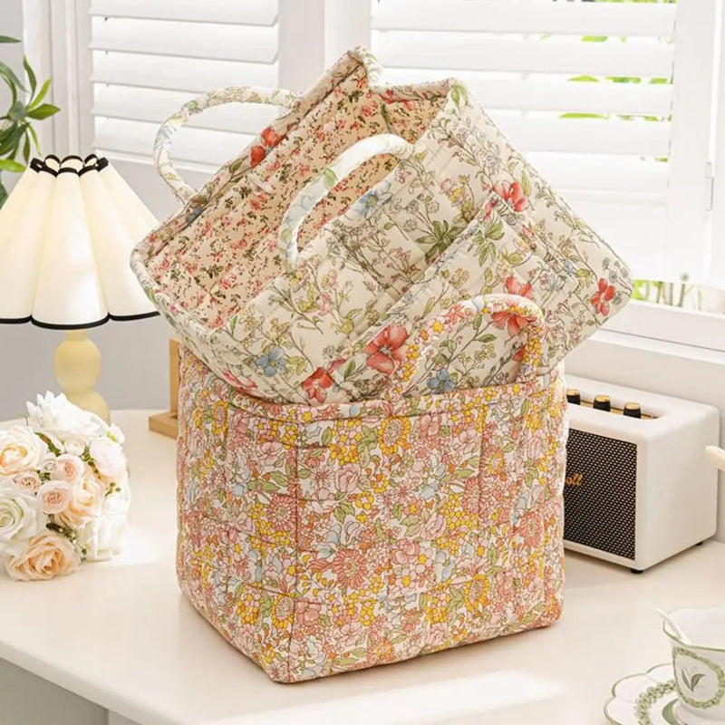 panier de rangement en tissu lavable style pastoral empilable multiusage