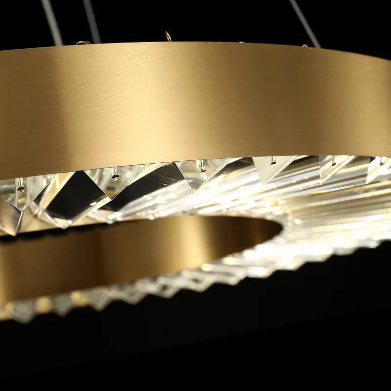 lustre cristal design moderne en acier inoxydable doré suspendu