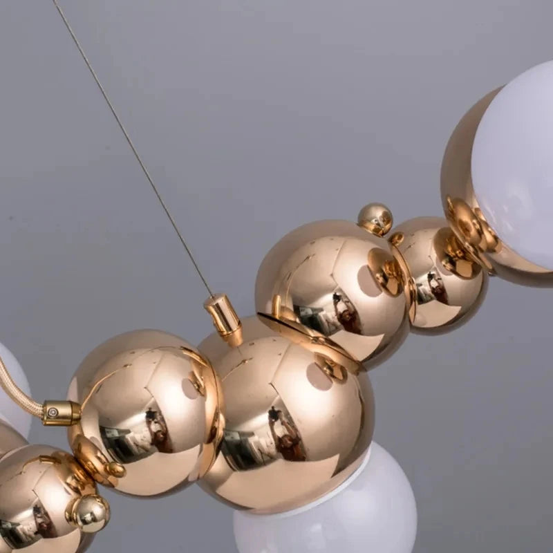 2024Modern Creative Long Bar Chandelier Caterpillar Shaped Metal ball Pendants Lamp Dining Room for Kitchen Hanging Light Lustre