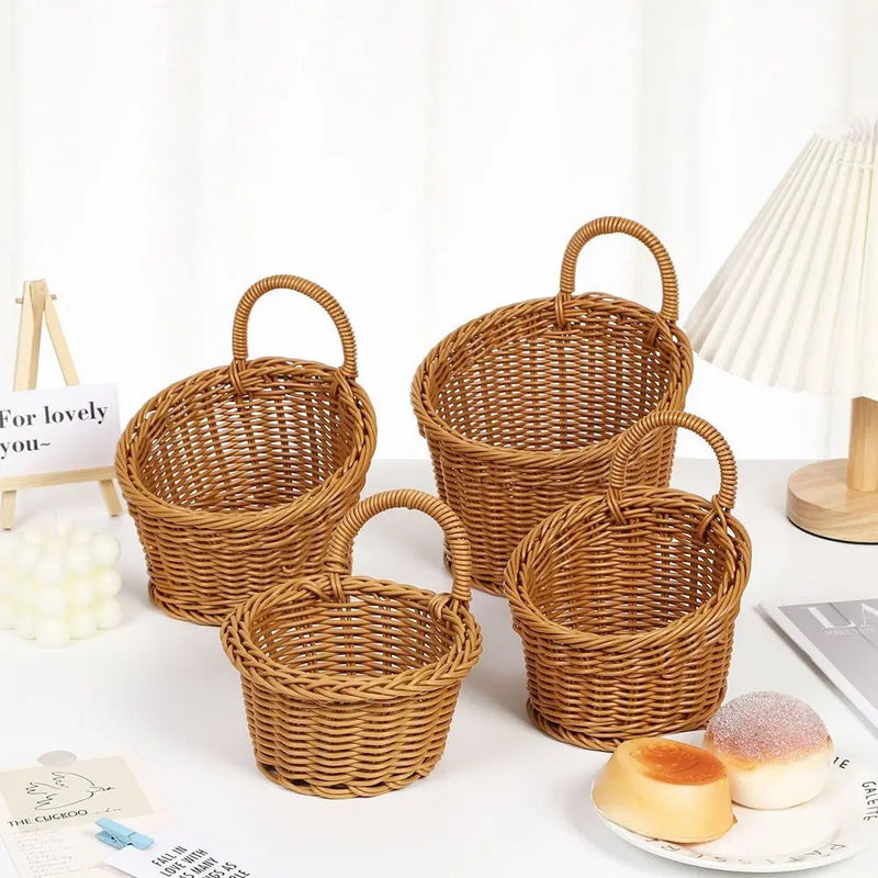 panier de rangement en rotin tissé à la main pour fruits légumes et fleurs