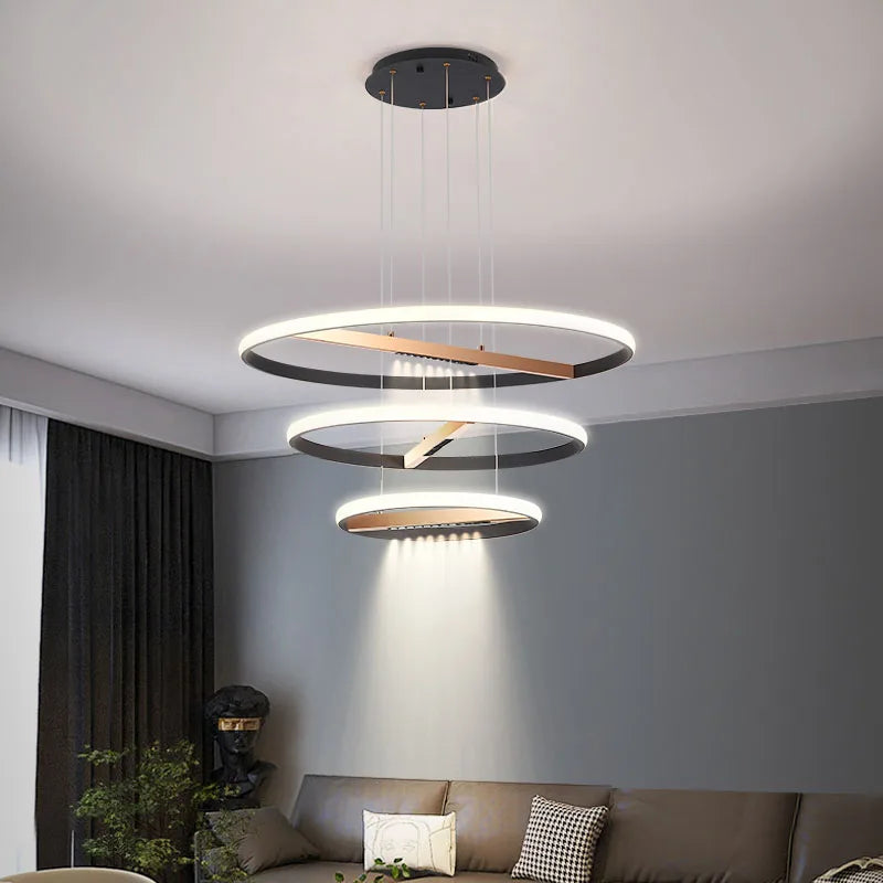 lustre moderne à anneau rond pour éclairage intérieur