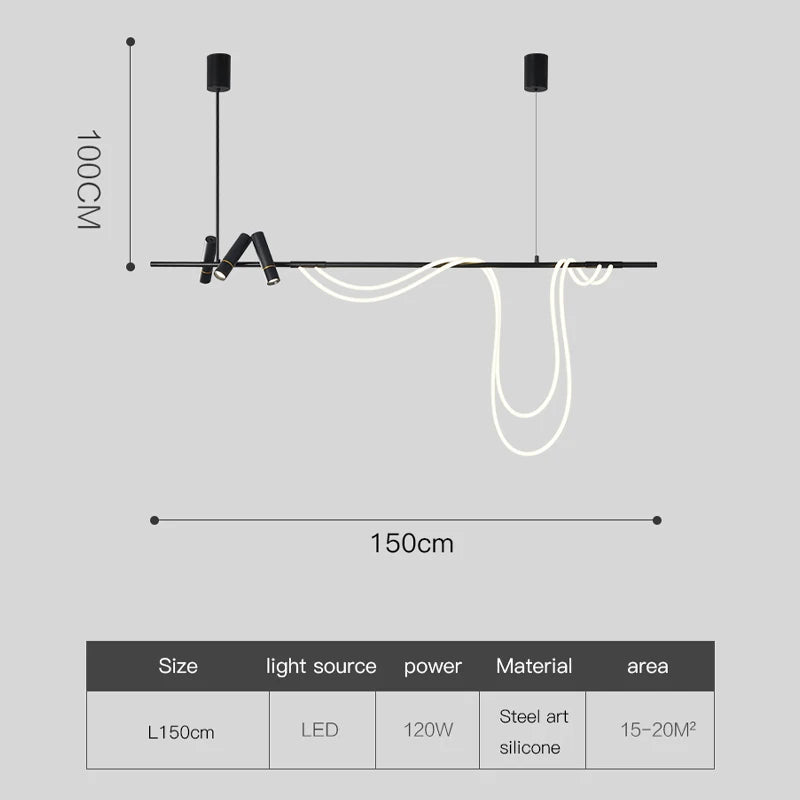 suspension led moderne pour intérieur long et simple