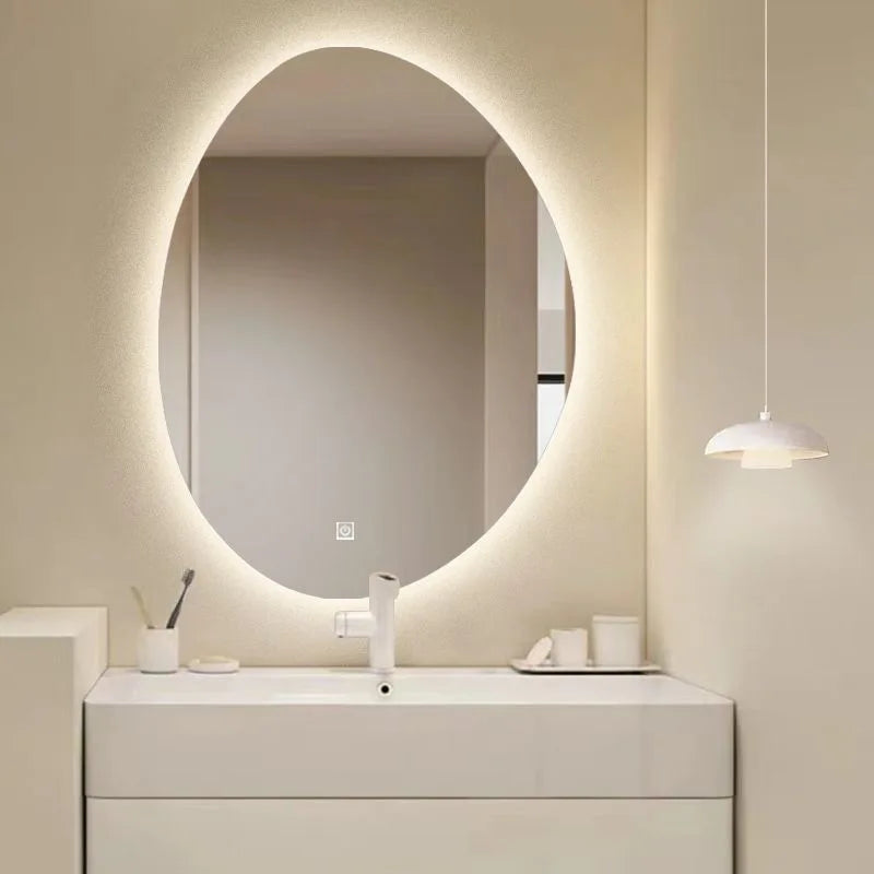 miroir à led intelligent forme irrégulière avec écran tactile